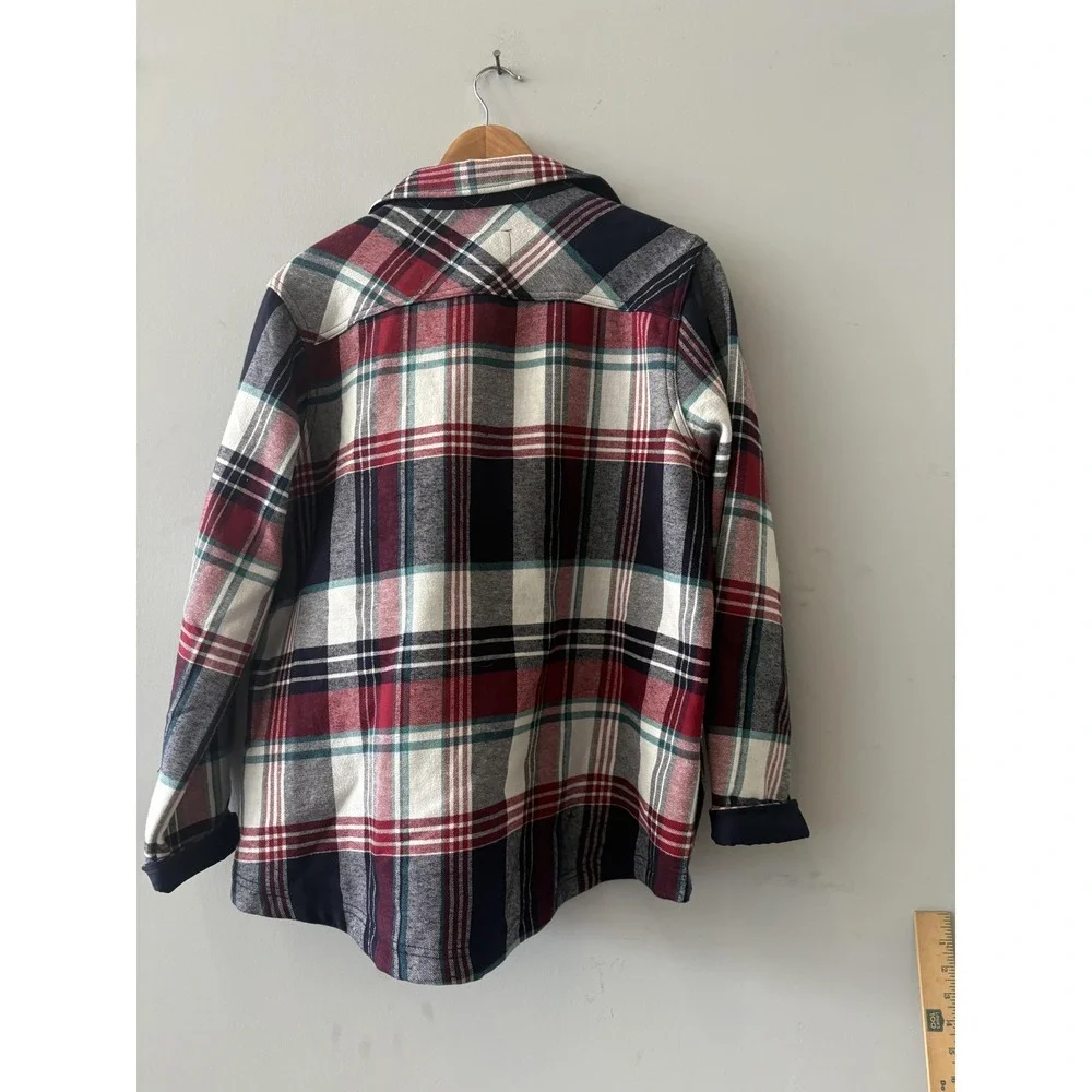 Orvis Jacket Mens XL Multicolor Plaid Flannel Quilted Lined Snap Front Pockets